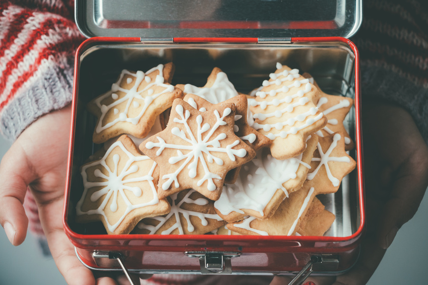 Box of holiday cookies
