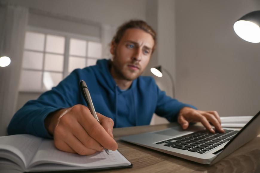 Man learning on computer