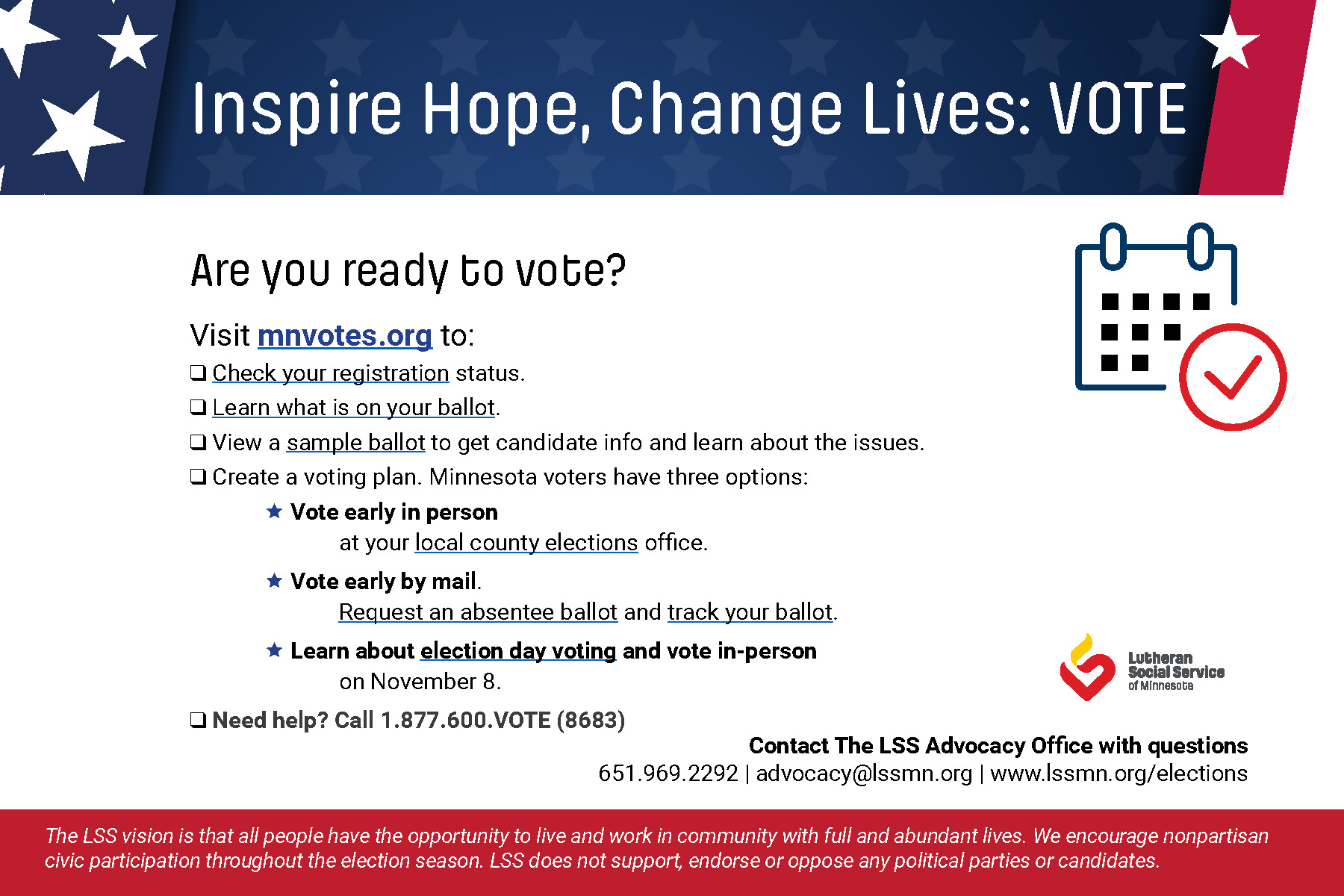 LSS Advocacy Office: 2022 Voting Checklist Postcard