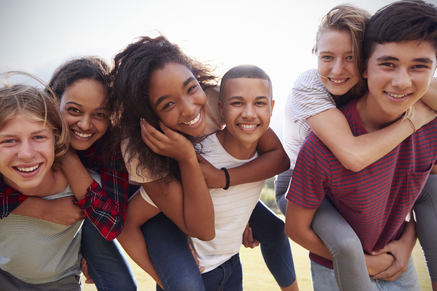 Group of six teenagers