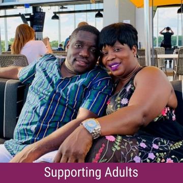 Picture of Alvin and Sophia Kaydea with the text "Supporting Adults"