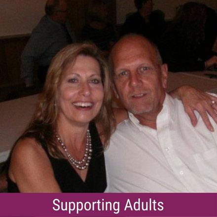 Photo of Kathy and Mark Stenberg with the text "Supporting Adults"